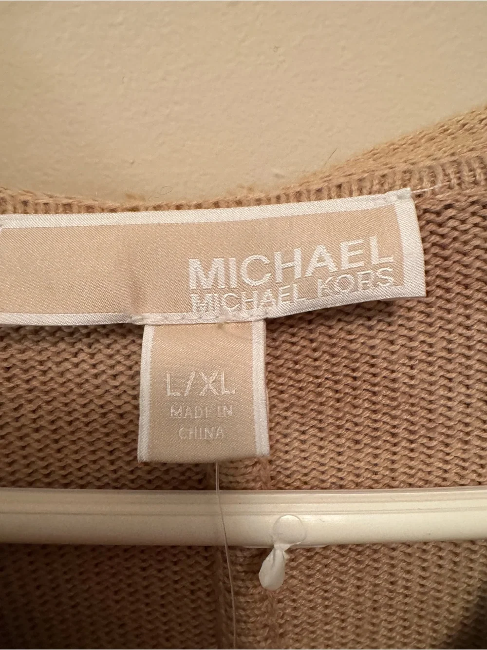 NWT Defect Michael Kors Beige Zip-Up Hooded Sweater